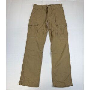 Carhartt BN3574 Men 32x32 Relaxed Fit Tan Canvas Cargo Work Pants Rugged Flex